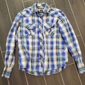 Blue plaid button up